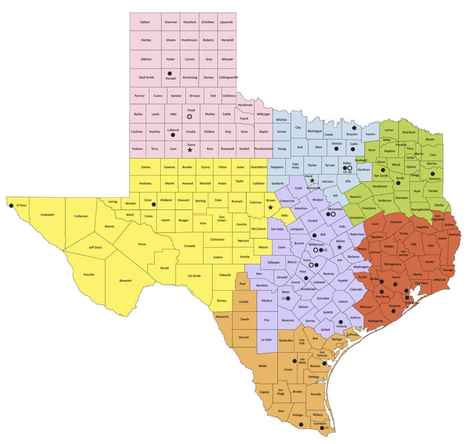 Texas Juvenile Justice Continuum of Care by County