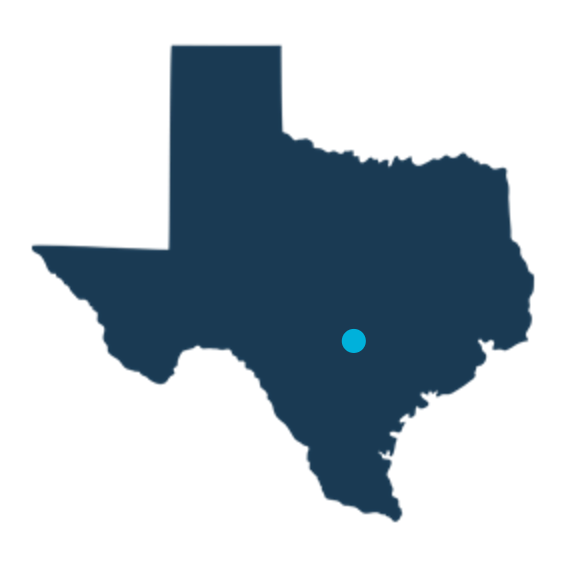 Map of Texas with Bexar County marked